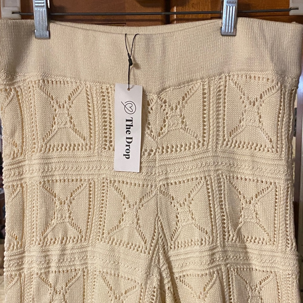Wide Leg Cream-Colored Pants Chunky Knit Size Medium NWT Spring Fall - Picture 2 of 14
